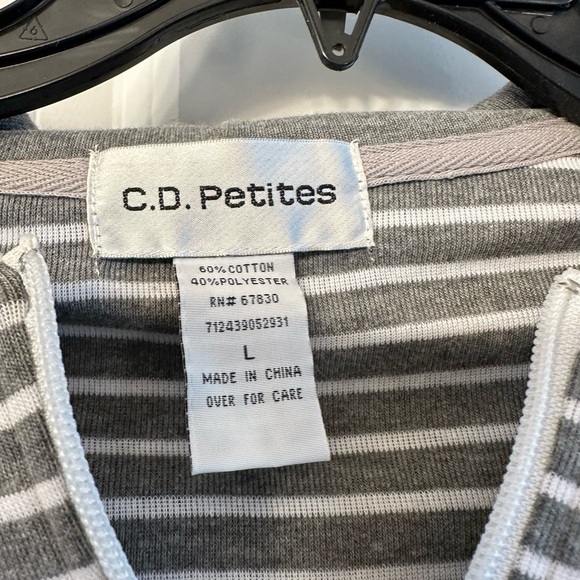 Cathy Daniels Petite Large Gray & White Striped Hoodie - Picture 2 of 4